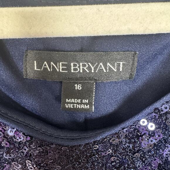 LANE BRYANT Women’s 16 Navy Blue Sequin Party Dress 3/4 Sleeve Cocktail Holiday - Picture 3 of 10